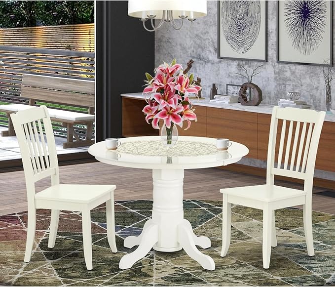 East West Furniture SHDA3-LWH-W 3 Piece Kitchen Table Set - Image 2