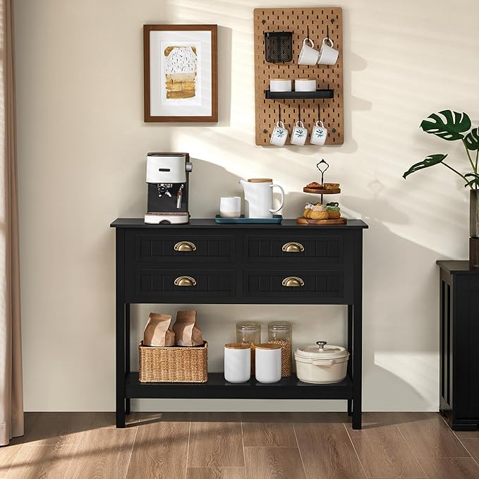 Yaheetech Console Table with 4 Drawers, Sofa Side Table with Bottom Open - Image 2