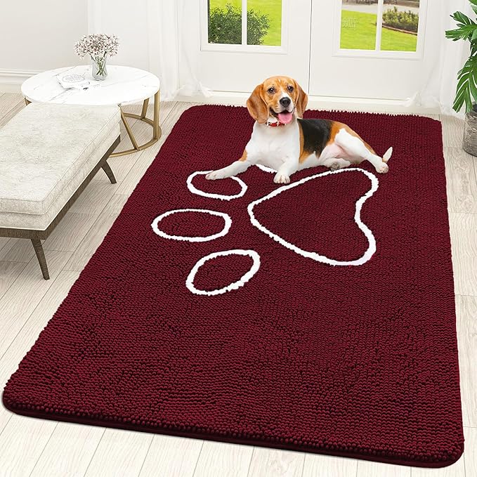 OLANLY Door Mat for Muddy Dog Paws 70x46, Ultra Absorbent Chenille Mud Doormat by OLANLY