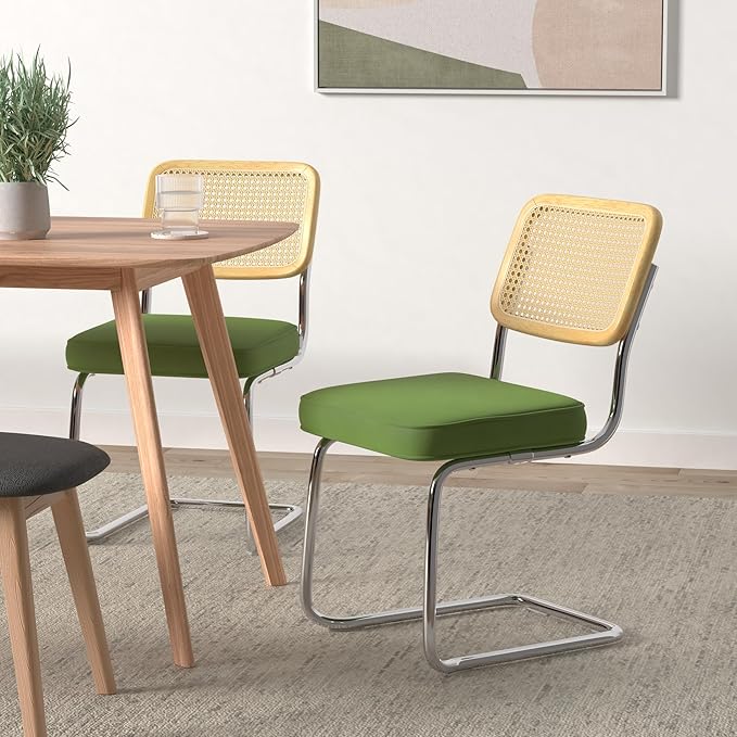 VEVOR Rattan Dining Chairs Set of 4, Mid Century Modern Dining Chair, - Image 2