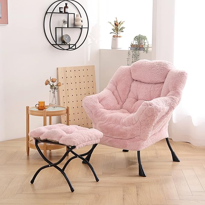 LITA Lazy Chair with Ottoman, Modern Accent Leisure Upholstered Sofa, - Image 2