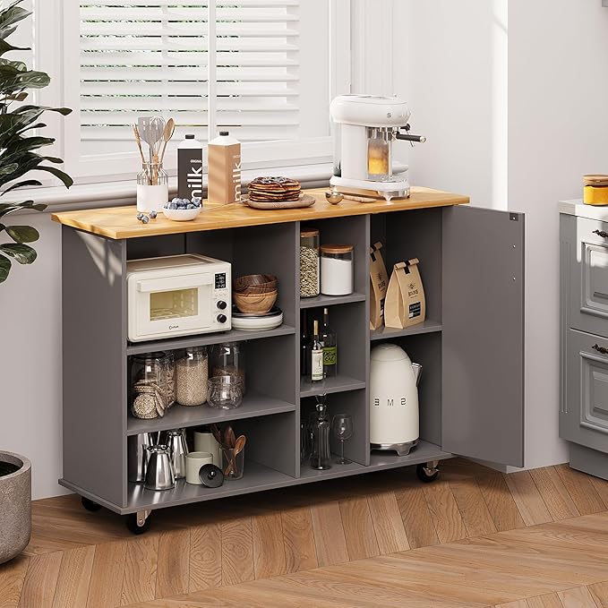 Shintenchi 47”W Kitchen Storage Island Cart - Image 2