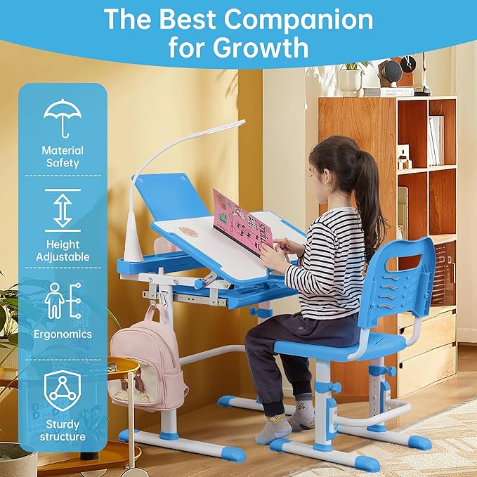 Real Relax Kids Desk and Chair Set, Children's Multifunctional School Tables - Image 2