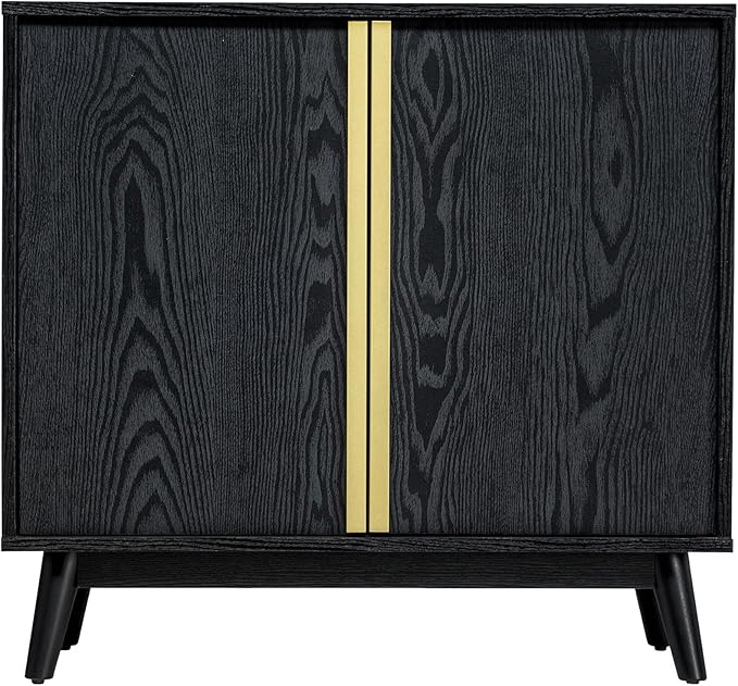 Sango Cortland 2-Door Accent Cabinet, Sleek Black Storage Cabinet by Sango