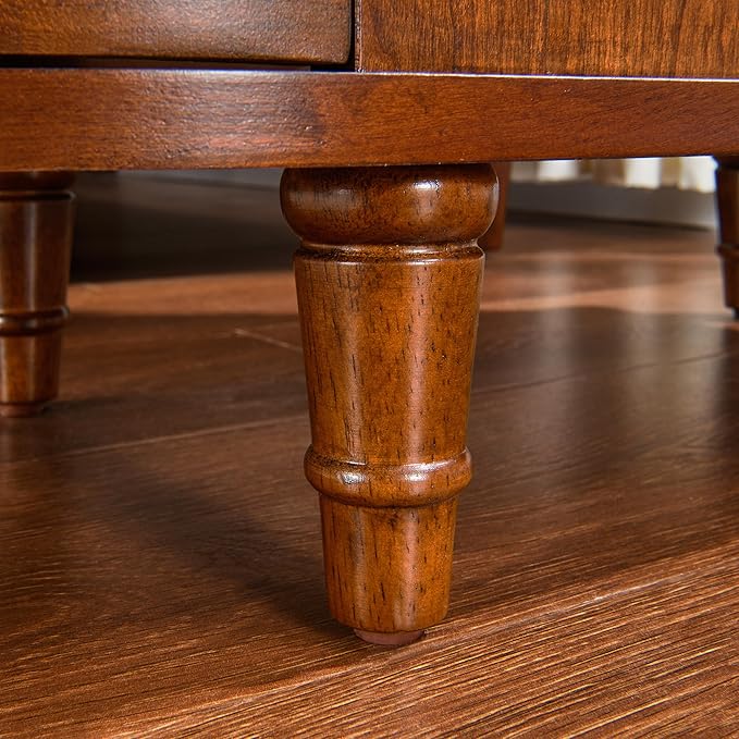 2 Set of Wood End Table with 2 Drawers and Storage Shelf, Narrow Sofa Side Table - Image 8