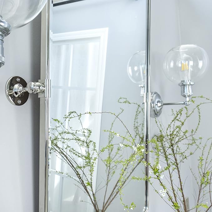 TEHOME 40x30'' Chrome Pivot Mirror Horizontal 30x40'' Metal Framed Rectangle - Image 8