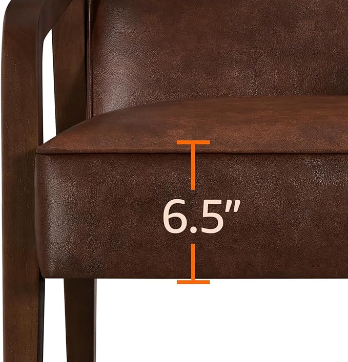 Yaheetech PU Leather Accent Chair, Mid-Century Modern Barrel Chair - Image 10