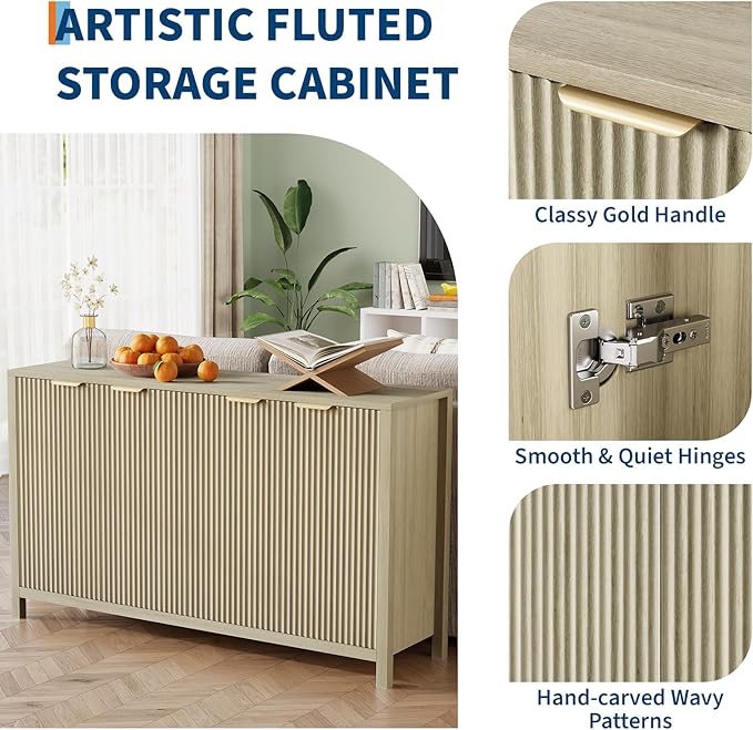Buffet Cabinet with Storage, Modern Credenza Buffet Table Media Console - Image 3