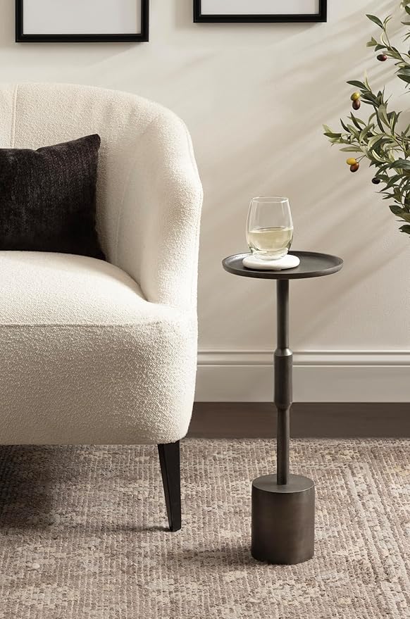 Kate and Laurel Truxton Modern Round Metal Drink Table, Industrial Cast - Image 2
