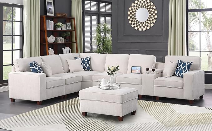 127" L-Shaped Sectional Couch by Unknown