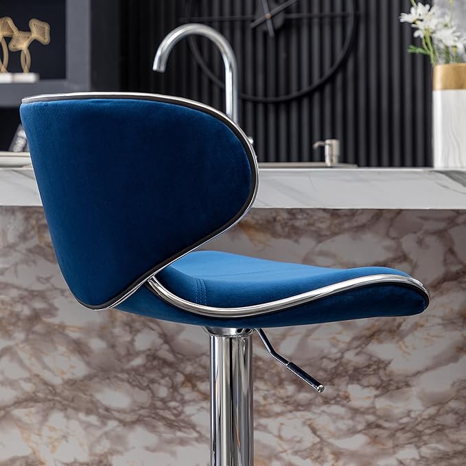Roundhill Furniture Masaccio Velvet Upholstered Adjustable Swivel Barstool - Image 14