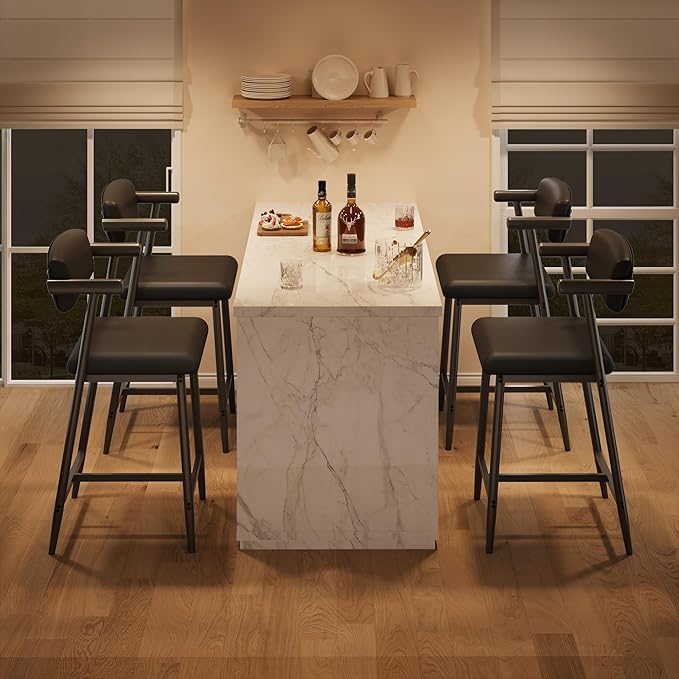 GarveeHome Bar Stools Set of 2, 26.5" Upholstered Counter Height Bar Stools - Image 3