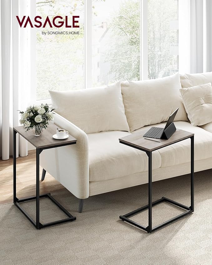 VASAGLE Set of 2 C Shape End Tables, Small Coffee Tables - Image 2