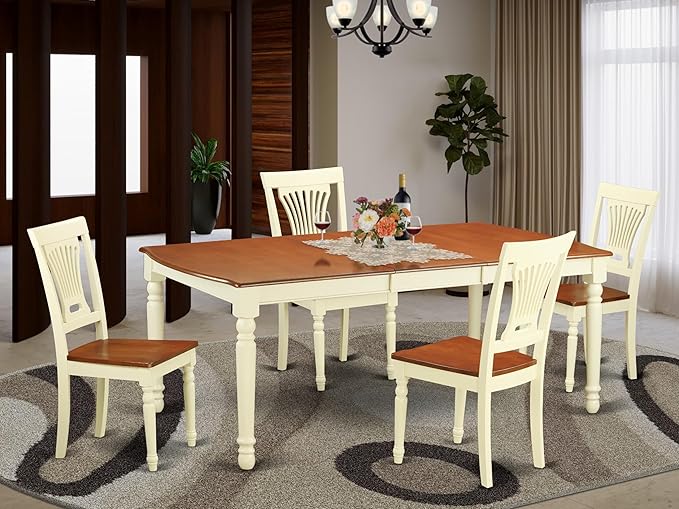 East West Furniture DOPL5-WHI-W 5 Piece Dining Room Furniture Set Includes a - Image 2