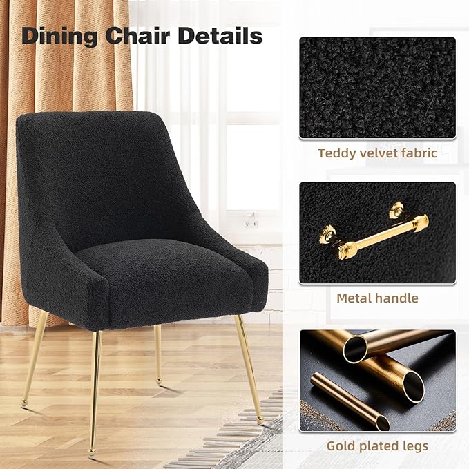 Dining Chairs Medieval Modern Restaurant Chairs, Soft Cushions, Teddy Velvet - Image 6