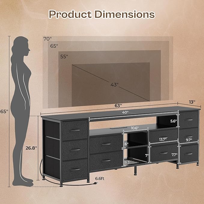 Huuger 63 Inch LED TV Stand Dresser - Image 3