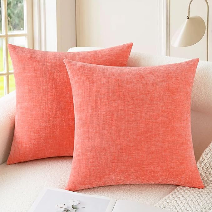 CaliTime Throw Pillow Covers Decorative 22 X 22 Inches Pack of 2 Cozy Chenille by CaliTime