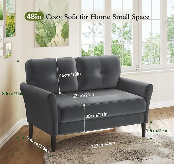 Small Sofa Couch, Soft Velvet Love Seat Couches, Small Couch - Image 2
