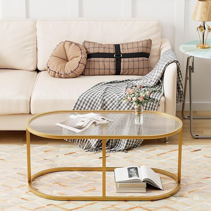 Coffee Table Gold Glass Coffee Table - Image 6