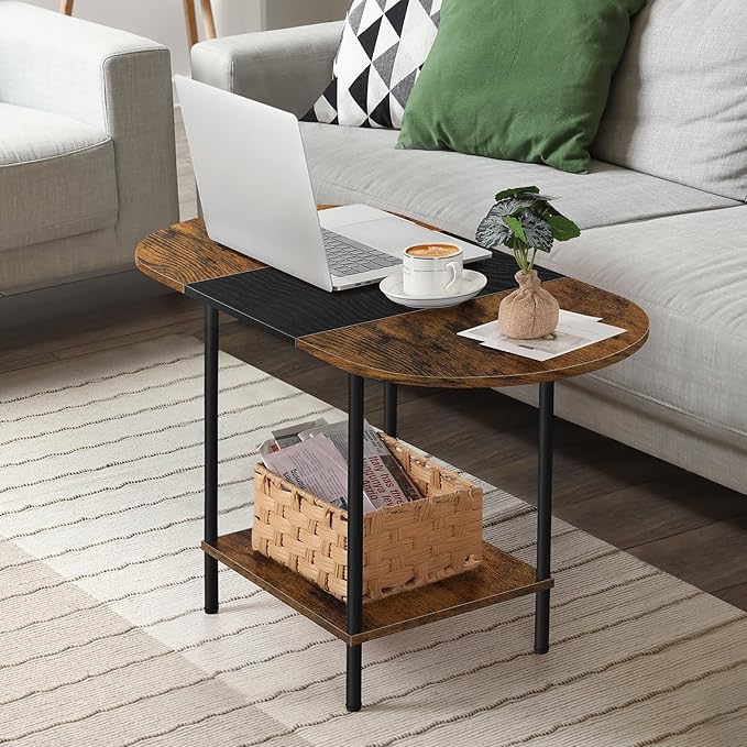OYEAL Small Round Coffee Table for Living Room Farmhouse Oval Center Table - Image 8