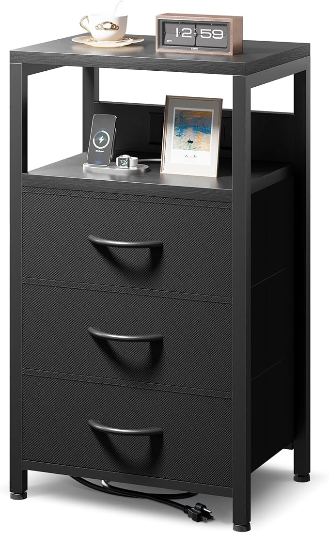 NightStand Bedside Charging Table Bedroom by Lazzanto