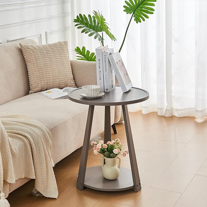 Uniclinens Wooden Small Round End Table, Narrow/Little Coffee/Sofa/Couch - Image 5