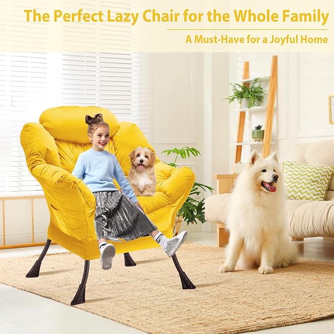 Lazy Chair Thick Padded, Comfy Velvet Accent Lounge Chair - Image 4