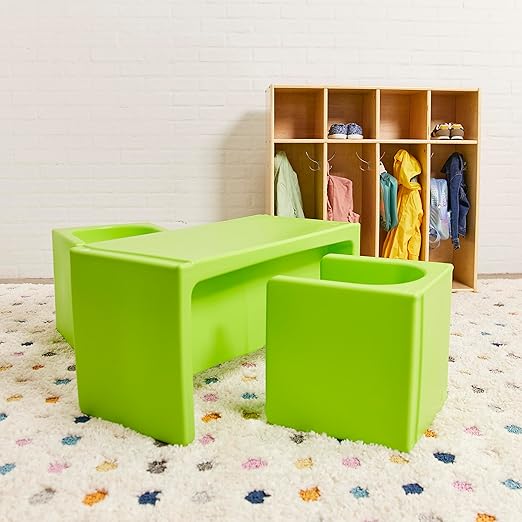 ECR4Kids Tri-Me Table and Cube Chair Set, Lime Green - Image 11