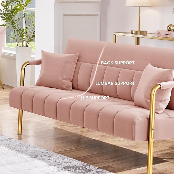 Yaheetech 56.5" W Modern Sofa Small Sofa Luxurious Velvet Fabric Couch - Image 8