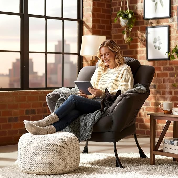 Lazy Chair, Reading Armchair, Large Modern Lounge Accent Chair, Leisure Sofa - Image 4