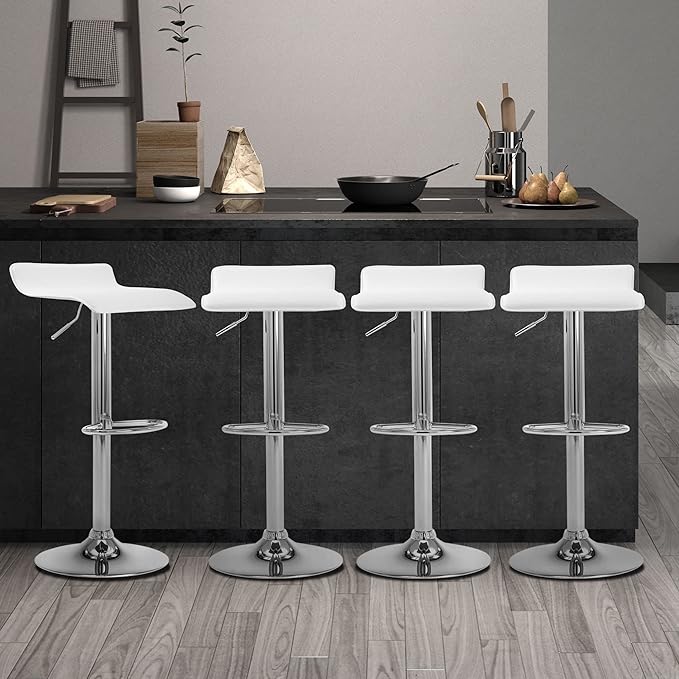 NOBPEINT Contemporary Chrome Air Lift Adjustable Swivel Bar Stool - Image 2