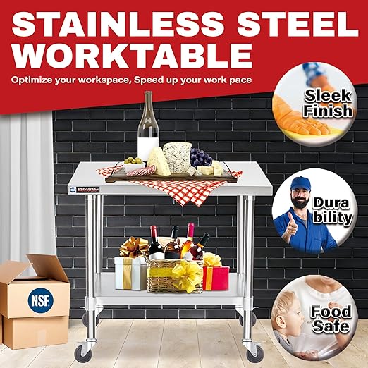 DuraSteel 30x36 NSF Stainless Steel Cart Work Table - Image 4