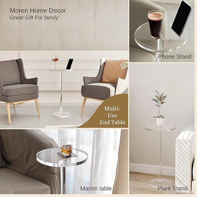 Acrylic Drink Table, Small Round Side Table - Image 7