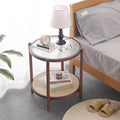 Tiita Rattan Coffee Table, Round End Table, 2-Tier Modern Side Table, Small by TiitaHome