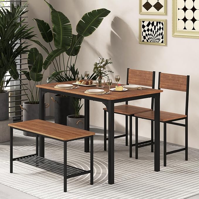 Tangkula Dining Table Set for 4, Kitchen Table and 2 Chairs for 4 - Image 8