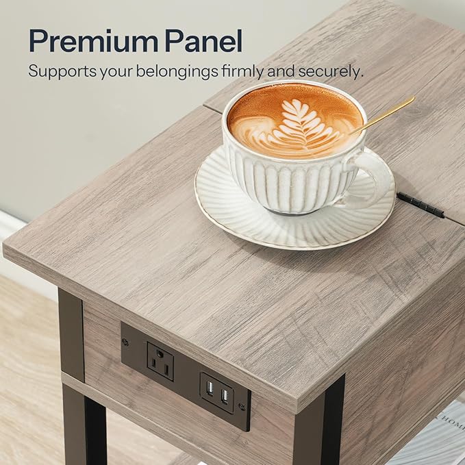 HOOBRO End Table with Charging Station, Flip Top Side Table with USB Ports - Image 6