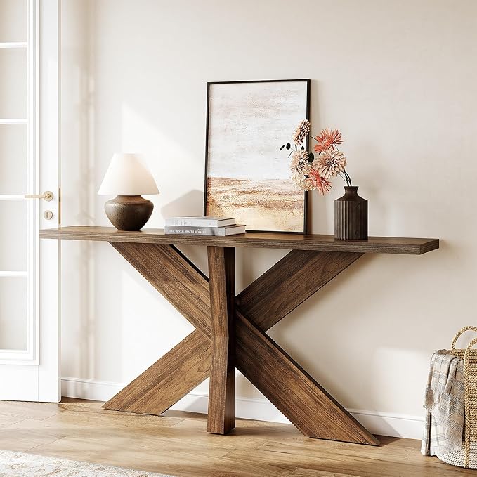 LITTLE TREE 70.9" Narrow Console Table, Industrial Entryway Table by LITTLETREE