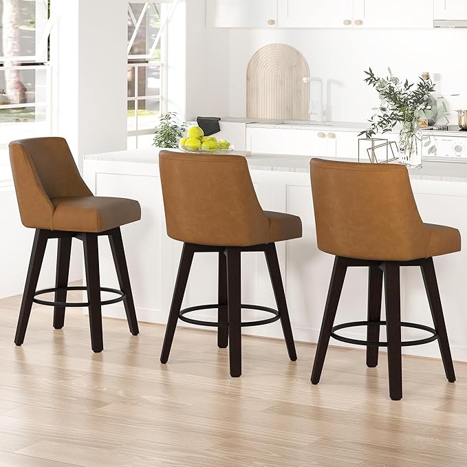 Bar Stools Set of 2, Upholstered Kitchen Island Counter Stools - Image 2