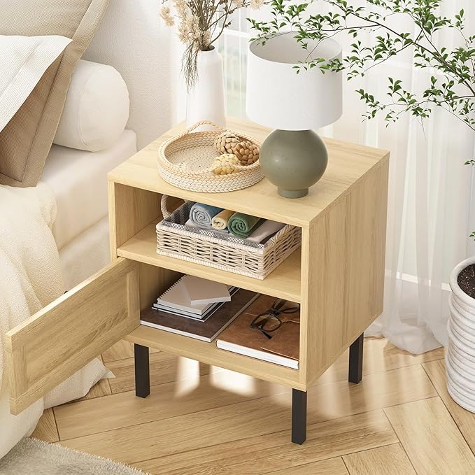 Rattan Nightstands Set of 2, Boho Night Stand - Image 7
