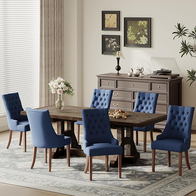 COLAMY Wingback Upholstered Dining Chairs Set of 2, Fabric Dining Room Chairs - Image 7