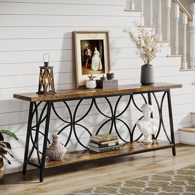 70.9-Inch Sofa Table, 2-Tier Narrow Console Table - Image 5