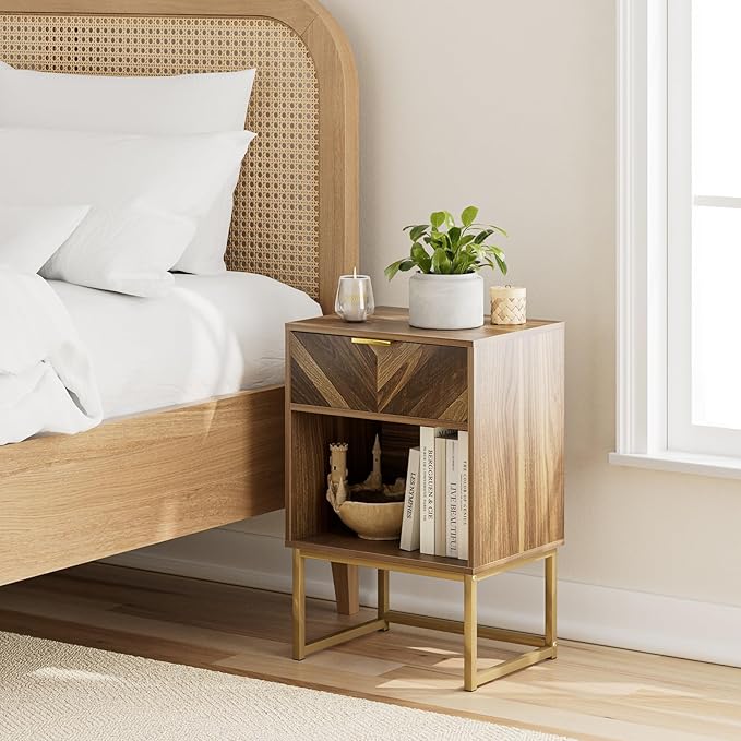 Masupu Extra Large Nightstand, Boho Night Stand Modern Farmhouse Wood Bedside - Image 5