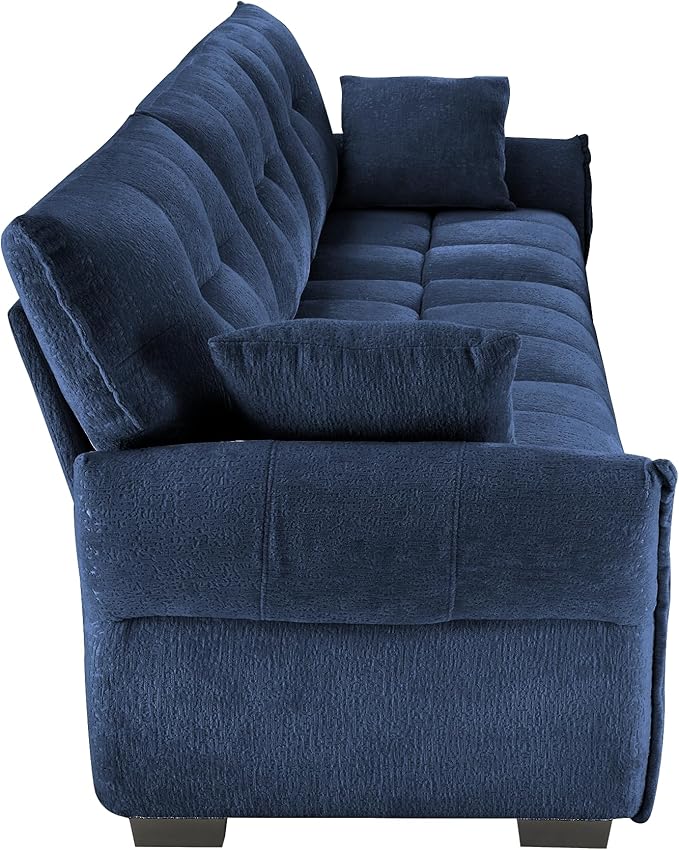 Modern Chenille Fabric 3-Seat Sofa w/ 2 Pillows, Premium Upholstery Living Room - Image 5