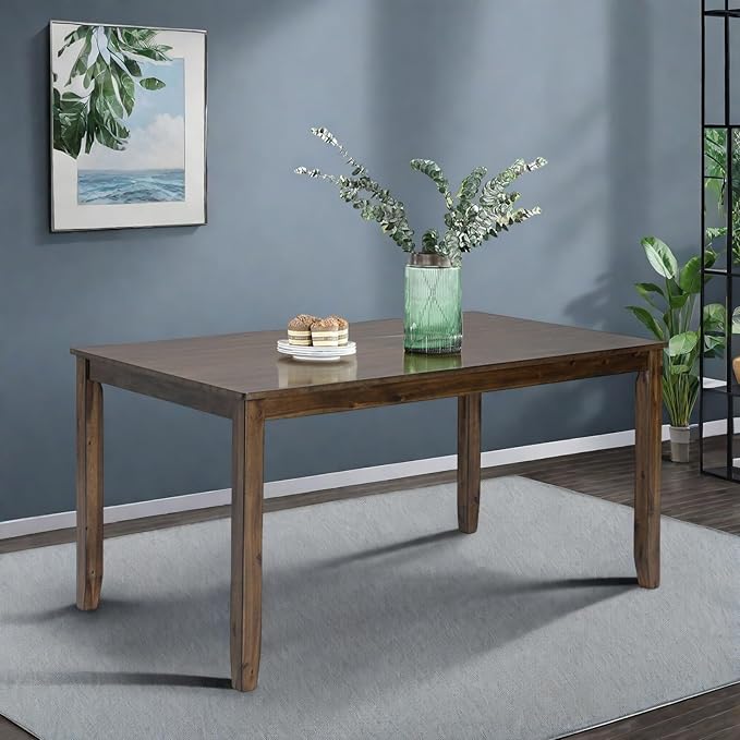 Dining Table for 4, Wooden Rectangular Kitchen Table - Image 5