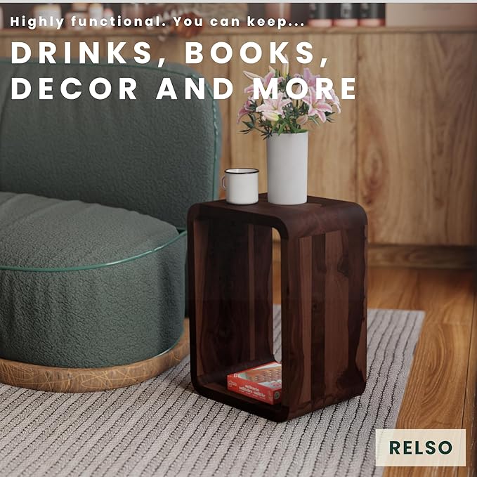 Relso Aurora End Table Solid Sheesham Wood Nightstand - Image 8
