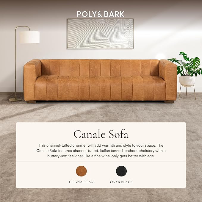 POLY & BARK Canale 99" Sofa in Cognac Tan - Image 3