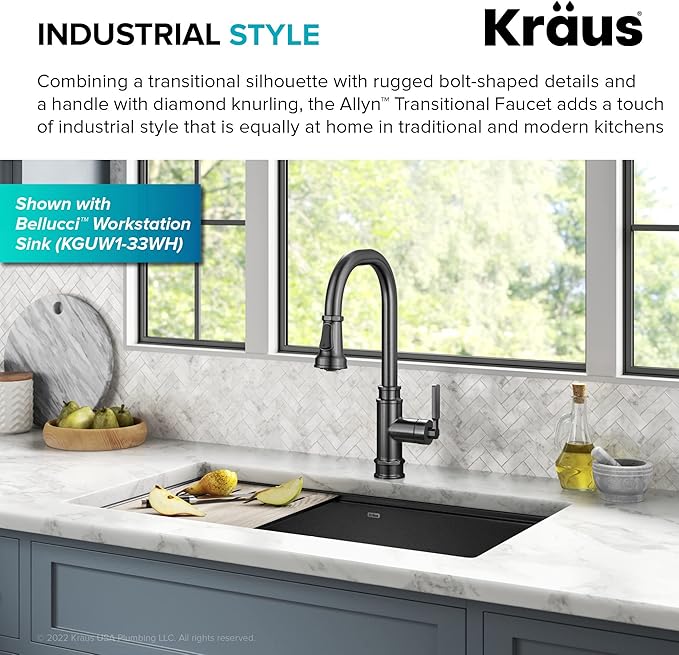 KRAUS Allyn Transitional Industrial Pull-Down Single Handle Kitchen Faucet in - Image 4