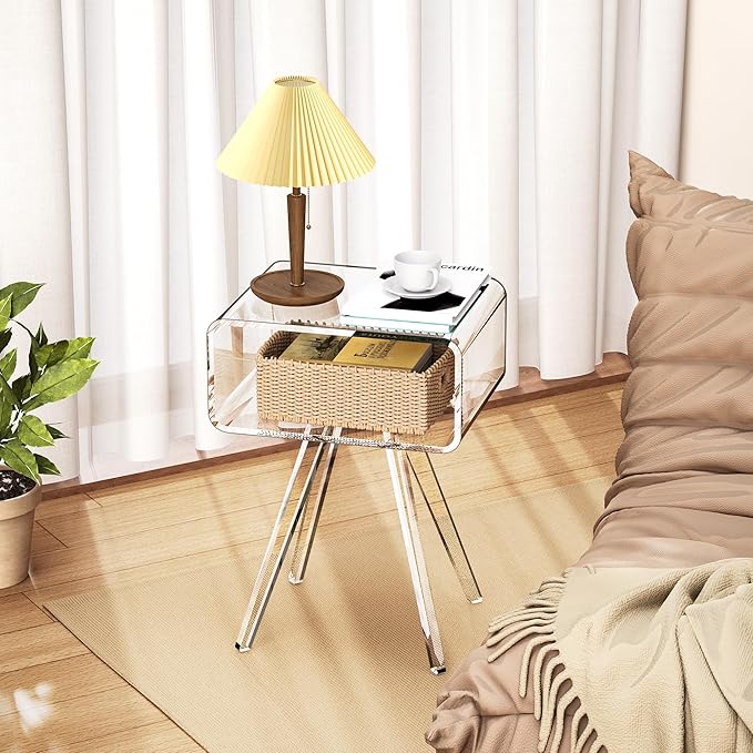 Acrylic Side Table, Acrylic Nightstand Bedside Table - Image 7