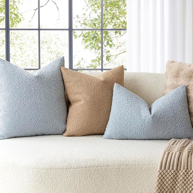 Foindtower Pack of 2 Modern Textured Boucle Throw Pillow Covers Accent Solid - Image 7