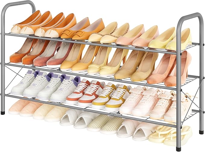 Hoctieon 3 Tier Mesh Style Shoe Rack, Entryway Shoe Shelf, Shoe Storage by Hoctieon